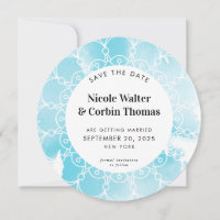 ENREGISTRER LA DATE moderne boho mandala aqua aqua