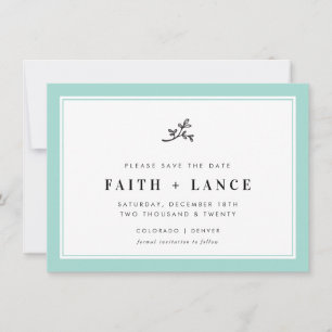 Invitation ENREGISTRER LA DATE moderne sprig simple bordure m