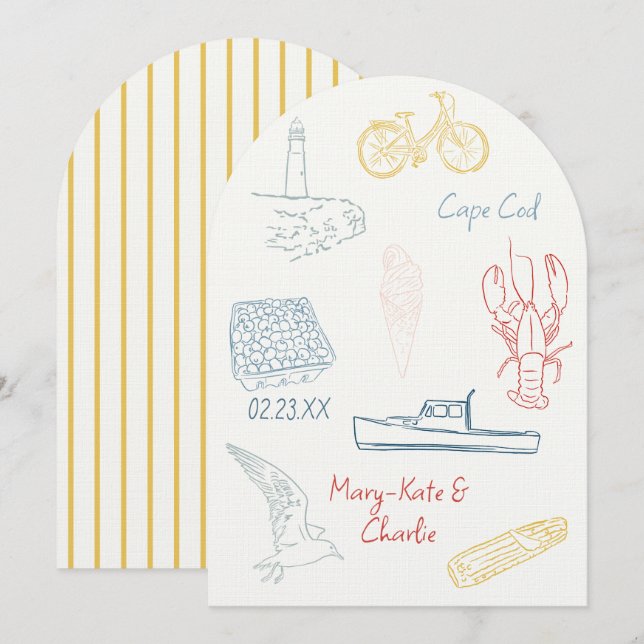 Invitation Enregistrer la date New England Mariage d'été (Devant / Derrière)