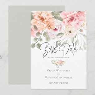 Invitation Enregistrer la date Pale Rose Cottage Peonies