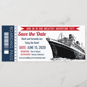 Invitation Enregistrer la date Passe d'embarquement de croisi
