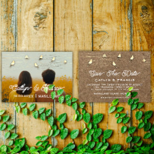 Invitation Enregistrer La Date Photo Gold Kraft Country Bird 