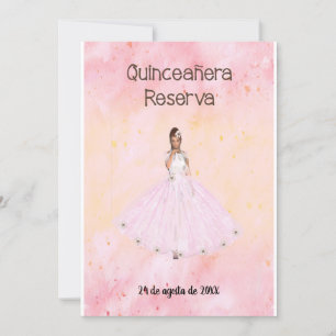 Invitation Enregistrer la date Quinceanera en rose espagnol