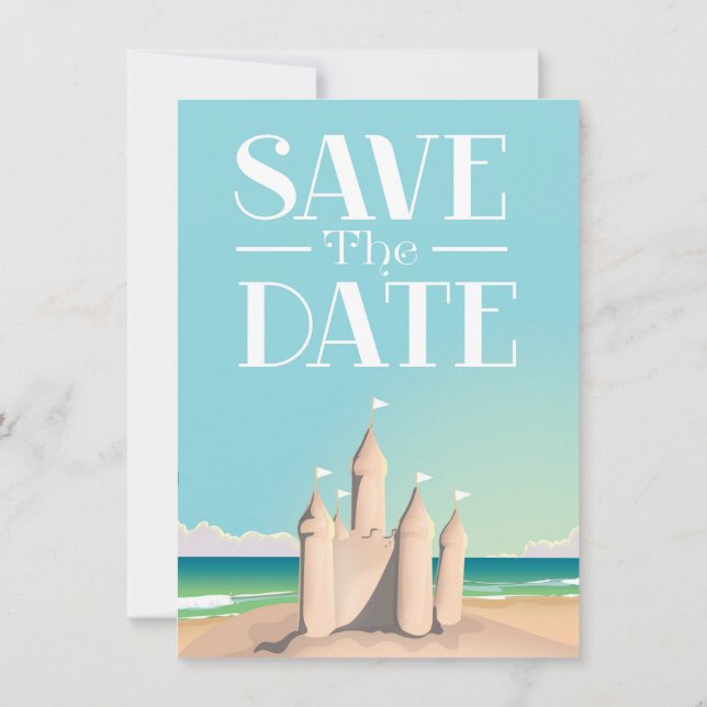 Invitation Enregistrer la date Sandcastle (Dos)