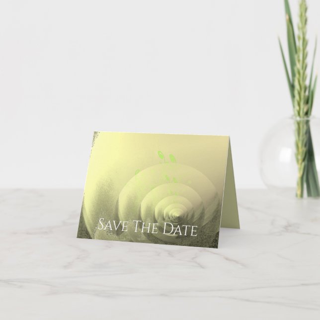 Invitation Enregistrer la date Tan et verte (Devant)