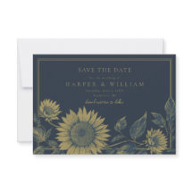 Enregistrer la date tournesol bleu marine