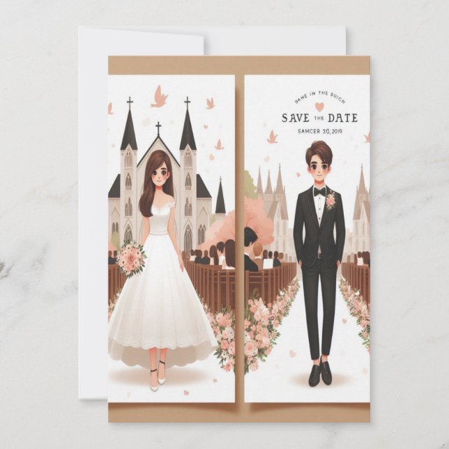 Invitation Enregistrer la date : une histoire d'amour commenc (Devant)