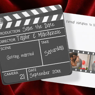 Invitation Enregistrer le Mariage Clapperboard Date Movie