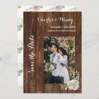 Invitation Enregistrer le pays de date Roses violets