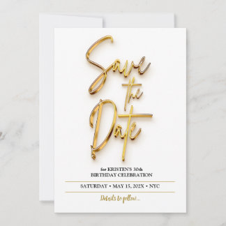 Invitation Enregistrer le texte 3d Date simple et minimaliste