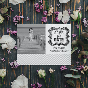 Invitation Enregistrer les annonces de date {Silver Chevron}