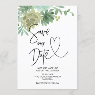 Invitation Enregistrer notre date Mariage Succulent vert