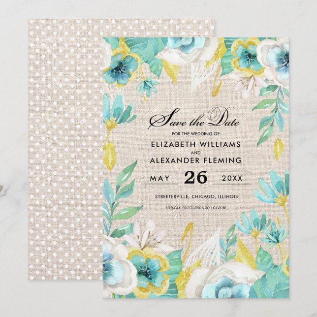 Invitation Enregistrez la date. Annonces de Mariage de la Mon (Devant / Derrière)