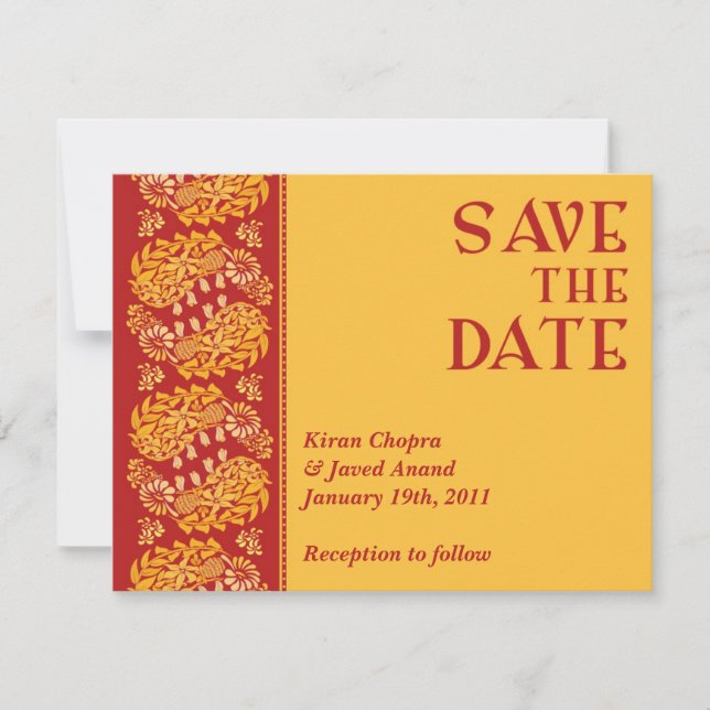 Invitation Enregistrez la date d'annonce indienne (Devant)