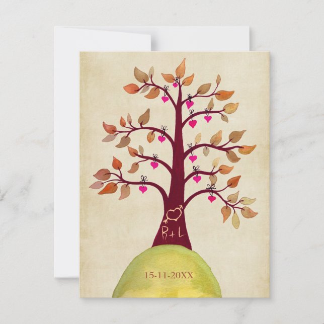 Invitation Enregistrez la date d'automne Mariage d'arbre d'in (Devant)