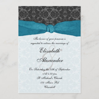 Invitation enroulée au ruban Damask - Turquoise
