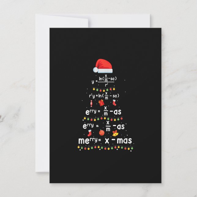 Invitation Enseignant en mathématiques amusantes Noël Arbre J (Devant)
