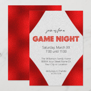 Invitation Enseigne de Marquee Rouge Soirée de Jeu