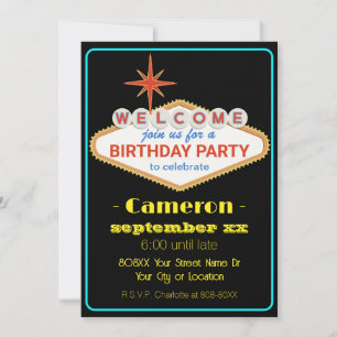 Invitation Enseigne néon rétro Las Vegas