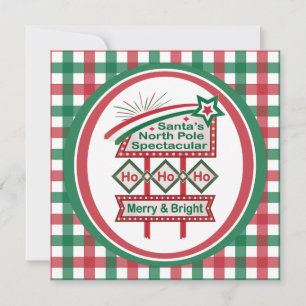 Invitation Enseigne Rétro de Noël – Ho Ho Ho Joyeux & Lumineu