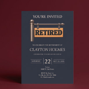 Invitation Enseigne suspendue en bois pour la retraite Fête d
