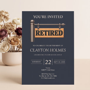 Invitation Enseigne suspendue en bois pour la retraite Fête d