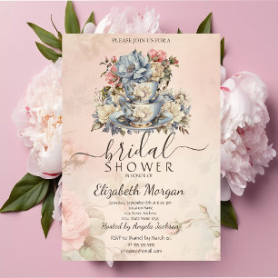 Invitation Ensemble à thé rétro Fleurs Shower de mariage