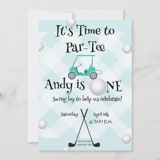 Invitation Ensemble d'anniversaire de thème de golf (Devant)