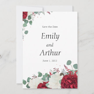 Invitation Ensemble de 15 roses rouges et blanches Save the D