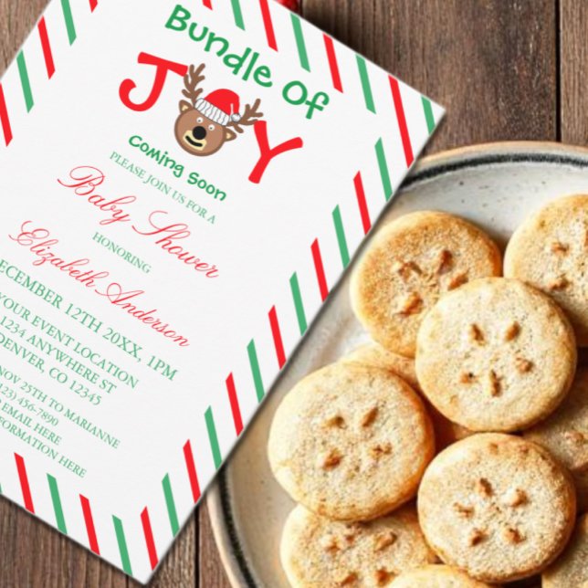 Invitation Ensemble De Baby shower De Noël De Joie (Créateur téléchargé)