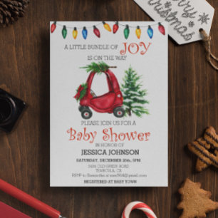 Invitation Ensemble de Baby Shower pour Enfant de Noël Camion