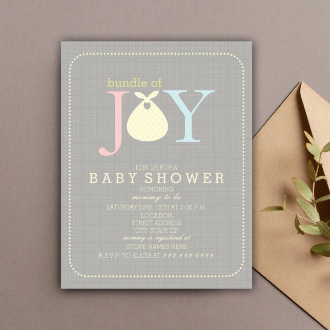 Invitation Ensemble De Joy Baby shower Neutre (Créateur téléchargé)