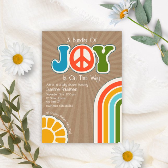 Invitation Ensemble de Joy Super Peace Hippie Baby shower (Créateur téléchargé)