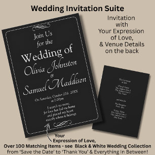Invitation Ensemble de mariage à défilement infini Noir & Bla