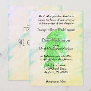 Invitation Ensemble de mariage à feuille d'aquarelle tropical