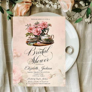 Invitation Ensemble de thé Fleurs Vintage pour Shower de Mari