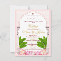 Ensemble d'invitation de mariage du temple du lotu