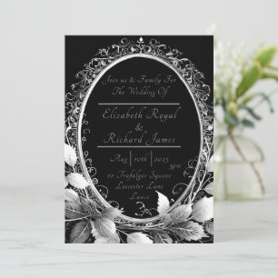 Invitation Ensemble d'invitations de mariage argenté et noire