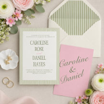 Ensemble élégant de mariage rayé vert sauge