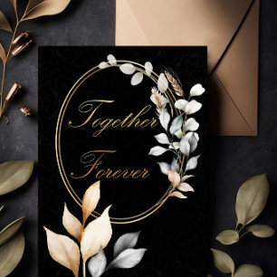 Invitation Ensemble Élégant Mariage Noir et Or Pour Toujours
