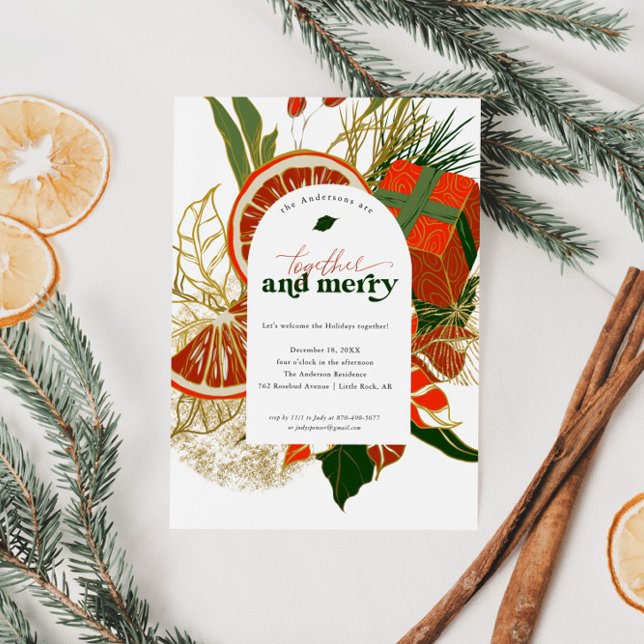 Invitation Ensemble & Joyeux | Fête de Noël moderne (Créateur téléchargé)