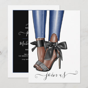 Invitation Enterrée de vie de jeune fille fashion Black et De