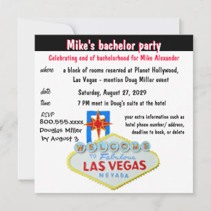 Invitation Enterrement de vie de garçon à Las Vegas amusant