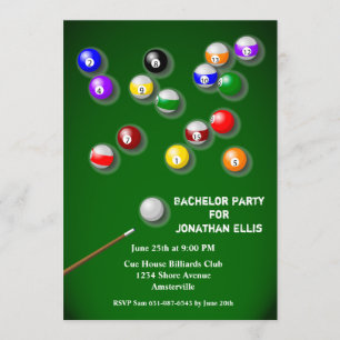 Invitation Enterrement de vie de garçon Billard