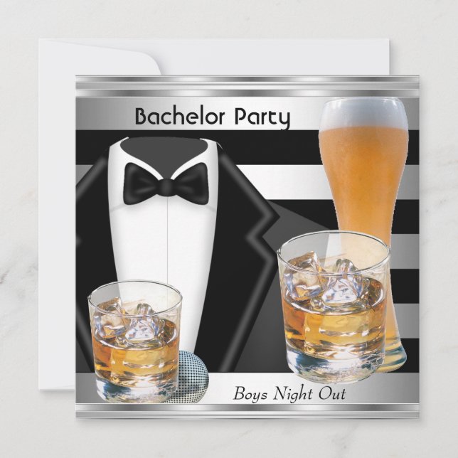 Invitation Enterrement de vie de garçon Boissons Tux pour hom (Devant)
