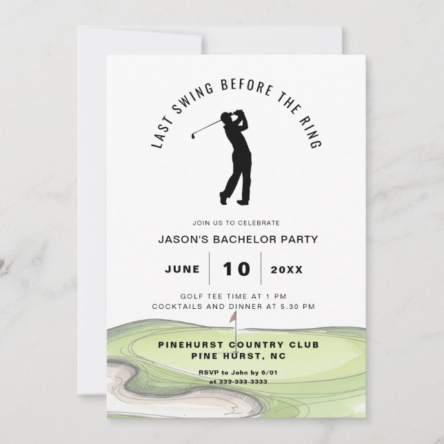 Invitation Enterrement de vie de garçon de golf (Devant)