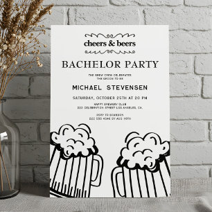 Invitation Enterrement de vie de garçon moderne avec Cheers a