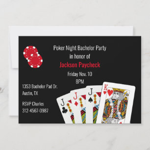 Invitation Enterrement de vie de garçon sur le thème du Poker