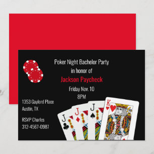Invitation Enterrement de vie de garçon sur le thème du Poker