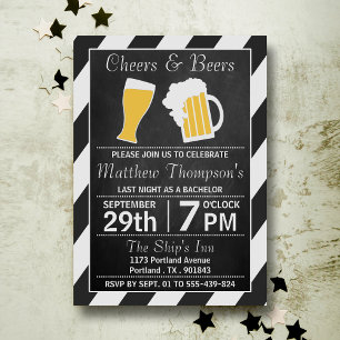 Invitation Enterrement de vie de garçon tableau craie Cheers 